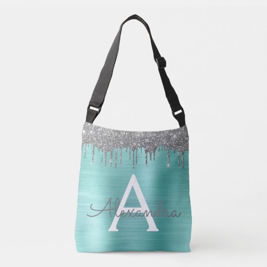 Sac Ajustable Parties scintillant Turquoise argentée en métal br (Devant)