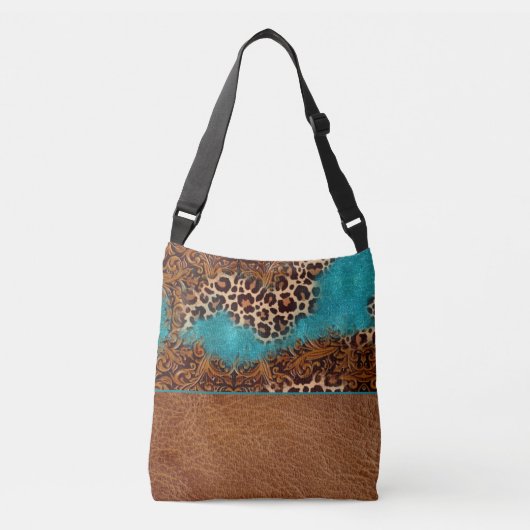 Sac Ajustable Parties scintillant Turquoise Occidentale Léopard (Devant)