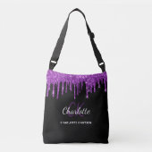 Sac Ajustable Parties scintillant violet noir gouttes initiales  (Devant)