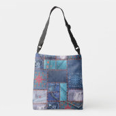 Sac Ajustable Patchwork de Jeans bleus avec détails floraux (Dos)