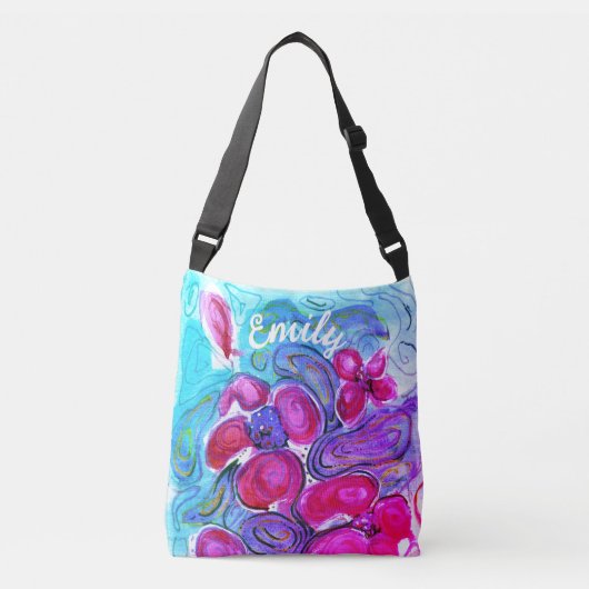 Sac Ajustable Pavot rose Imaginaire Aquarelle & Votre Nom (Devant)