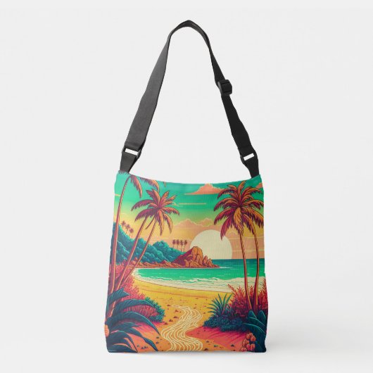 Sac Ajustable Paysage de plage tropicale en été coloré | (Devant)