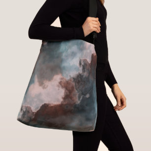 Sac Ajustable Pêche et marbre bleu Abstrait