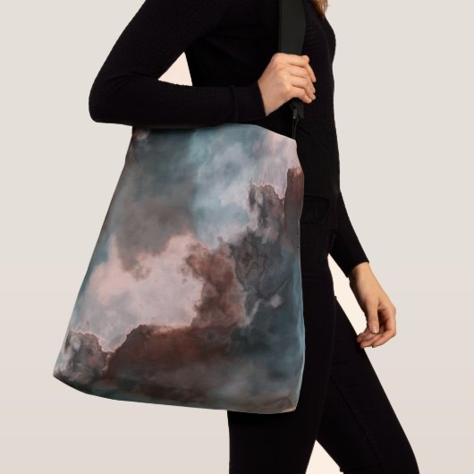 Sac Ajustable Pêche et marbre bleu Abstrait (De près)