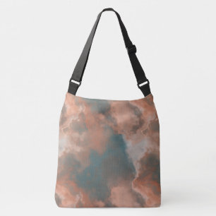 Sac Ajustable Pêche et marbre bleu Abstrait