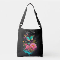 peindre des papillons turquoise jolies fleurs rose