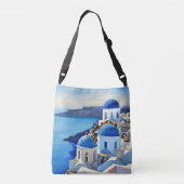 Sac Ajustable Peinture aquarelle de Santorin Grèce (Dos)
