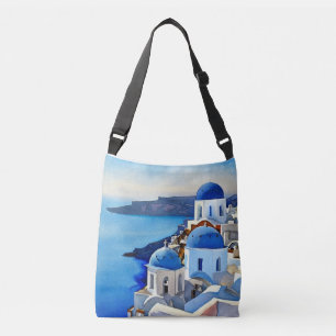Sac Ajustable Peinture aquarelle de Santorin Grèce