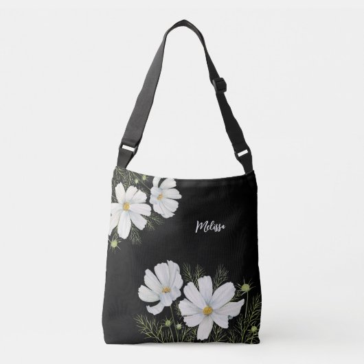 Sac Ajustable Peinture botanique de fleurs de cosmos blanches à (Devant)