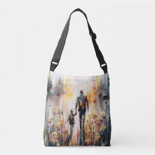 Sac Ajustable Père et enfant ensemble, aquarelle abstraite