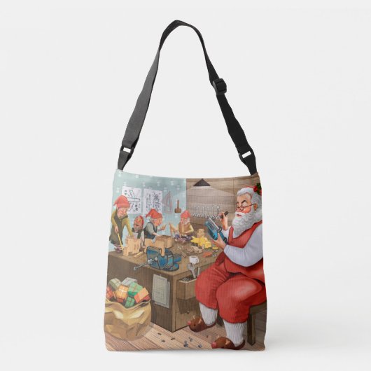 Sac Ajustable Père Noël Et Elfes Fabriquent Des Jouets | Noël (Dos)