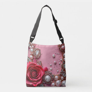 Sac Ajustable Perles et une rose rouge détaillée