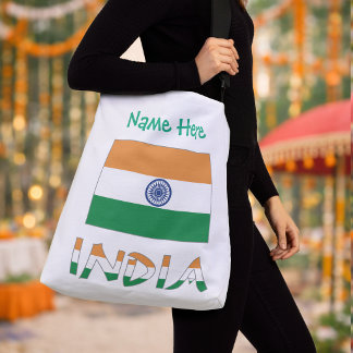 Sac Ajustable Personalized India Flag Crossbody Bag  