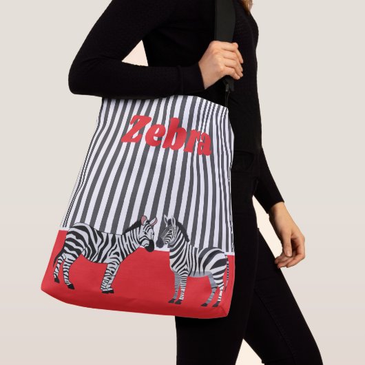 Sac Ajustable Personalized unique Zebra in red black Branding (De près)