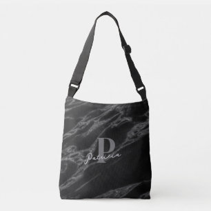 Sac Ajustable Personalized with Name Initial Chic Marble Black