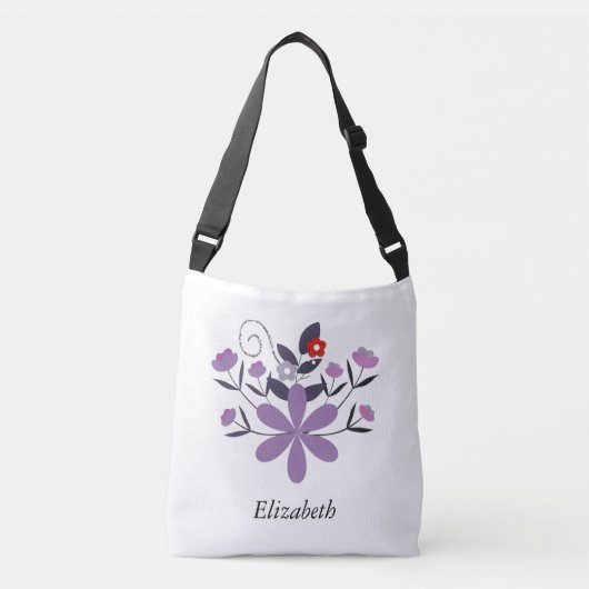Sac Ajustable Personnalisé élégant floral violet gris violet (Devant)