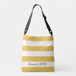 Sac Ajustable Personnalisée Fourre-tout rayée jaune avant et arr