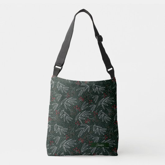 Sac Ajustable Personnaliser le nom Feuilles de Deep Forest Green (Devant)