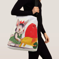 petit lapin poussant chariot avec grande grande po