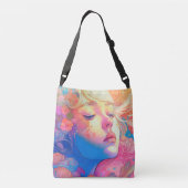 Sac Ajustable Petite fille colorée entourée de fleurs | (Dos)