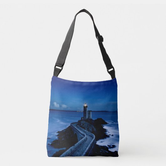 Sac Ajustable Phare sur mur dans l'océan la nuit (Devant)