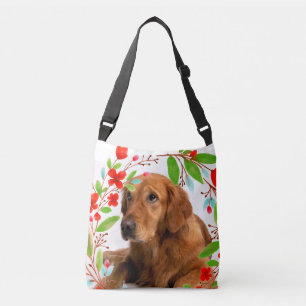 Sac Ajustable Photo de chien Golden Retriever avec cadre floral