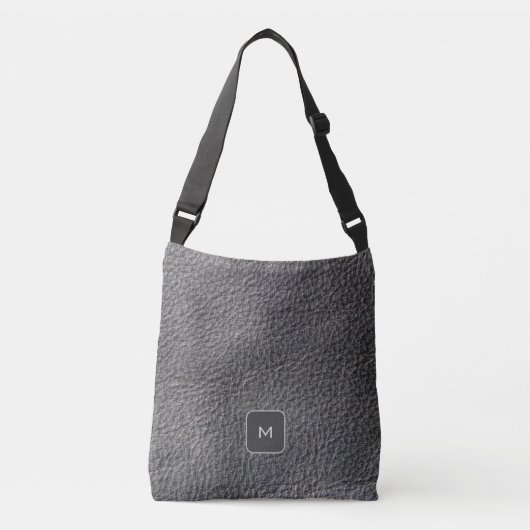 Sac Ajustable Photographie en cuir noir gris foncé monogrammé (Devant)
