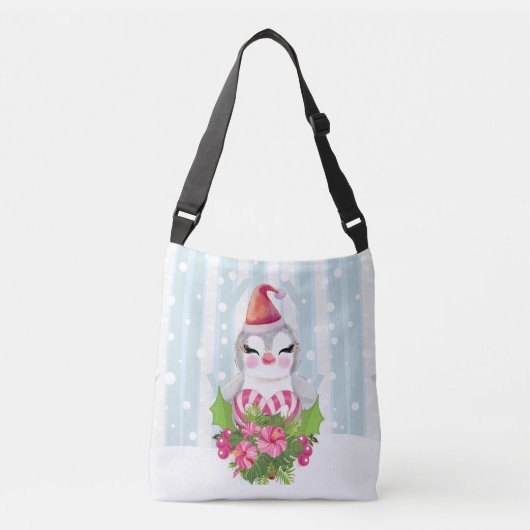 Sac Ajustable Pingouin de Noël mignon à Santa Hat (Devant)