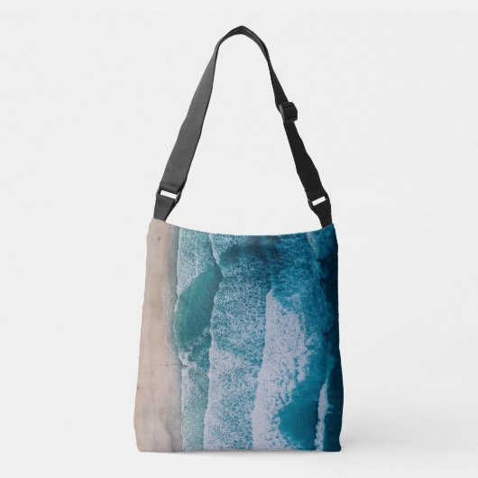 Sac Ajustable Plage de sable des vagues de l'océan bleu (Devant)