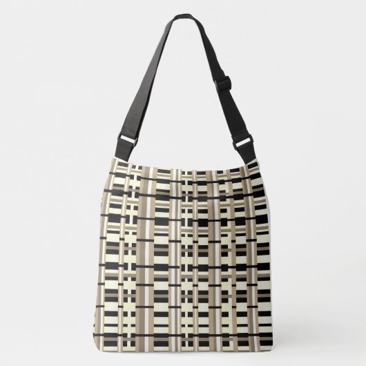 Sac Ajustable Plaid en Taupe, Tan, noir, blanc (Devant)