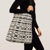 Sac Ajustable Plaid en Taupe, Tan, noir, blanc (De près)