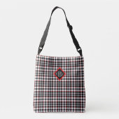 Sac Ajustable Plaid gris noir blanc rouge Crossbody Fourre-tout (Dos)
