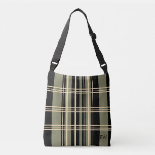 Sac Ajustable Plaid Noir, Olive, Crème Personnalisé