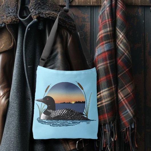 Sac Ajustable Plongeon commun serein Coucher de soleil Bleu Faun