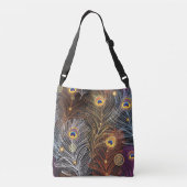 Sac Ajustable Plumes de paon doré : motif foncé. (Dos)