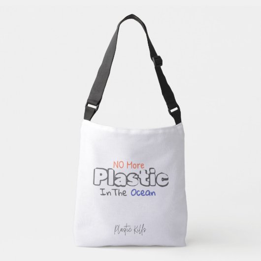 Sac Ajustable Plus de plastique dans l'océan. Tueries en plastiq (Devant)