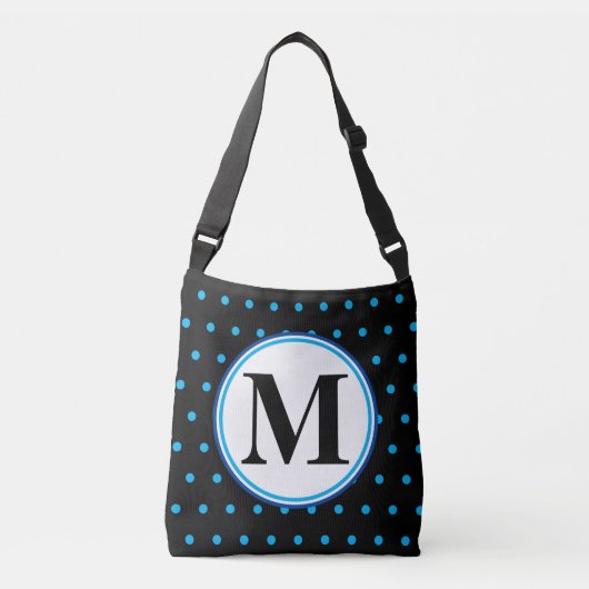 Sac Ajustable Pois Monogrammes Géométriques Bleus Noir (Devant)