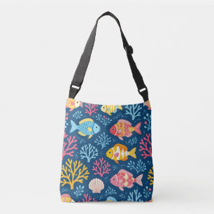 Sac Ajustable Poisson et corail bleu nautique