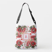 Sac Ajustable Poppies romantiques et Coeurs Monogramme personnal (Dos)