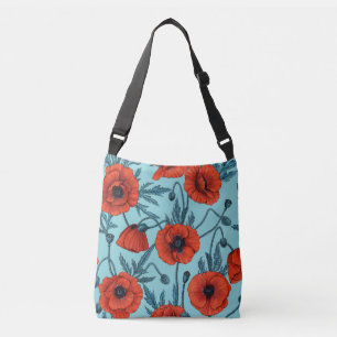 Sac Ajustable Poppies, rouge et bleu sur le bleu de la piscine