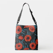 Sac Ajustable Poppies, rouge et bleu sur noir (Dos)