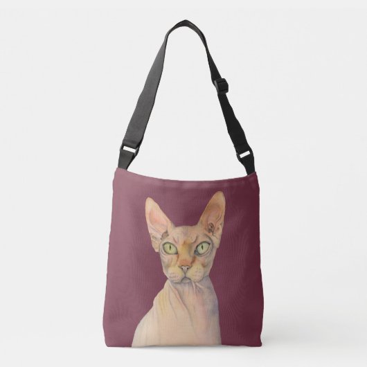 Sac Ajustable Portrait d'aquarelle de chat de Sphynx (Devant)