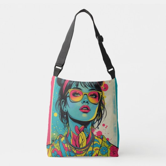 Sac Ajustable Portrait Neon Pop Diva - Art rétro gras et dynamiq (Devant)