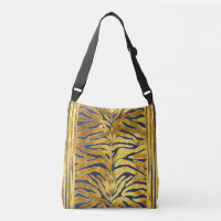 Poster de animal, rayures de tigre en or, bleu, bl