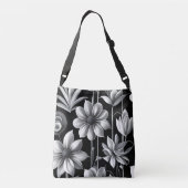 Sac Ajustable Pour son chic floral moderne noir et blanc unique (Dos)