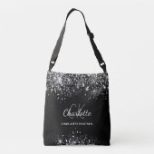 Sac Ajustable Poussière de glitter argent noir monogramme initia (Dos)
