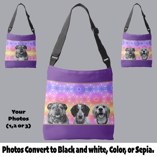 Sac Ajustable Pride Rainbow Pattern Black and White Dog Photo(s)