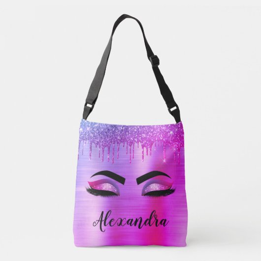 Sac Ajustable Purple Glitter Sparkle Eyelashes Monogram (Dos)