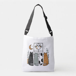 Sac Ajustable Quatre chats regardent la Pleine lune