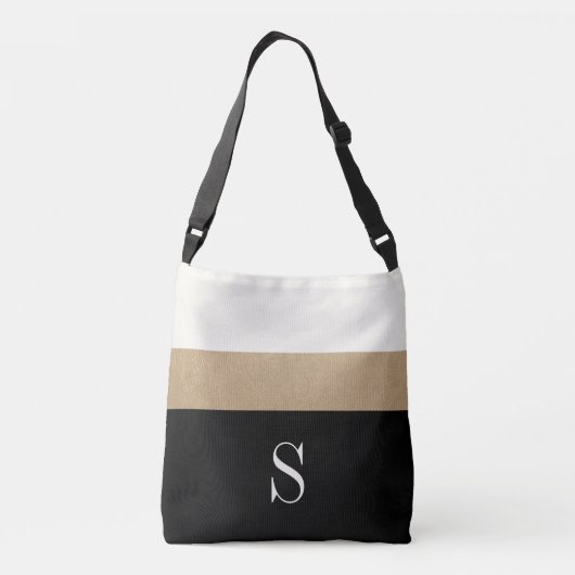 Sac Ajustable Rayure moderne d'or de noir de monogramme (Dos)